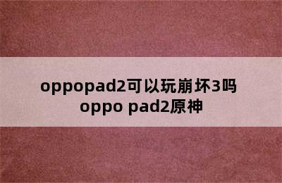 oppopad2可以玩崩坏3吗 oppo pad2原神